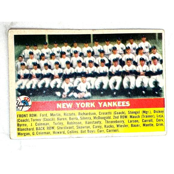 1956 TOPPS #251 New York Yankees Team Baseball Card - Stats & More! - Picture 1 of 2